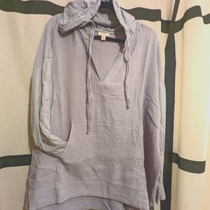 j jill periwinkle hooded mixed media tunic 3X